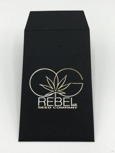 Custom Foil Stamped Packet just like so many of our early clients OG rebel seed company chose to go with our foil stamped 3 x 5 envelope. For whatever reason, many people are gravitated towards this look and style. We use it ourselves in all our canapac samples that we send